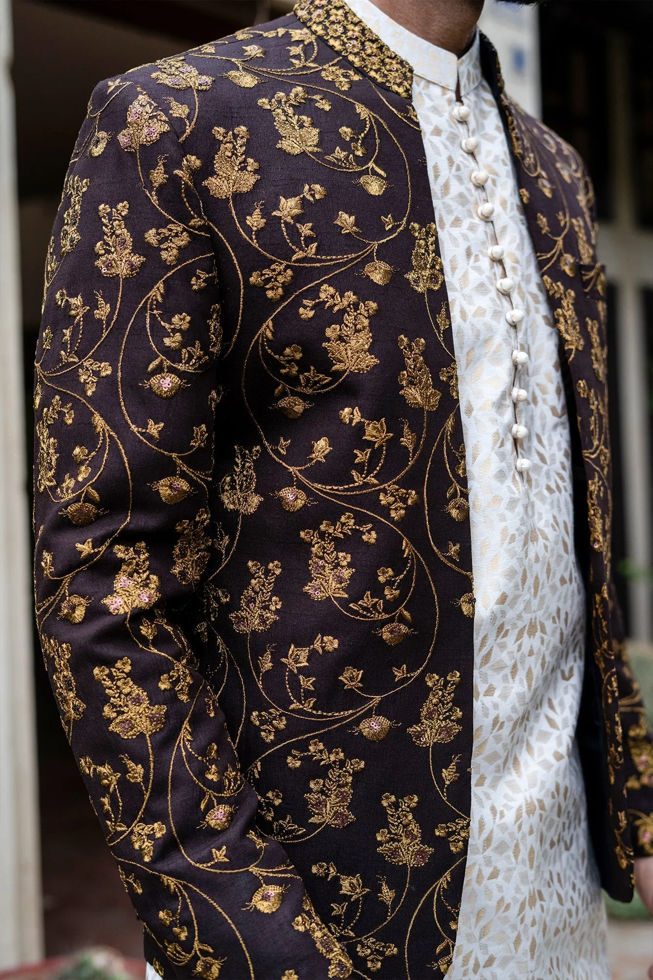 Edge Republic - ER 2080 Brown Copper Embroided Prince Coat Wedding FOr men