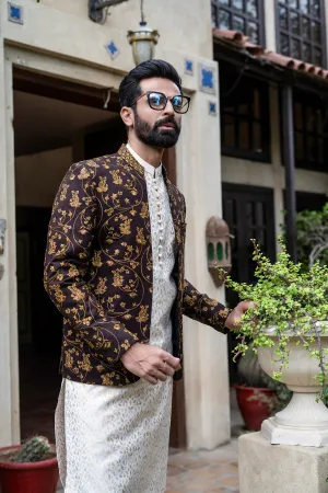 Edge Republic - ER 2080 Brown Copper Embroided Prince Coat Wedding FOr men
