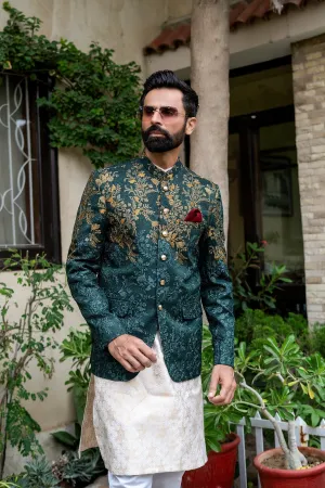 Edge Republic - ER 2085 Green Copper Perfect Mehndi Prince Coat Men