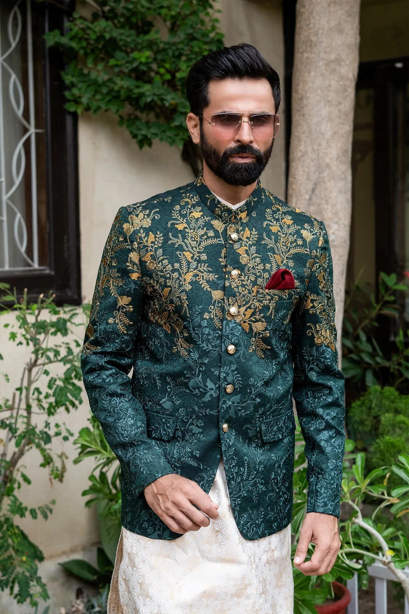Edge Republic - ER 2085 Green Copper Perfect Mehndi Prince Coat Men