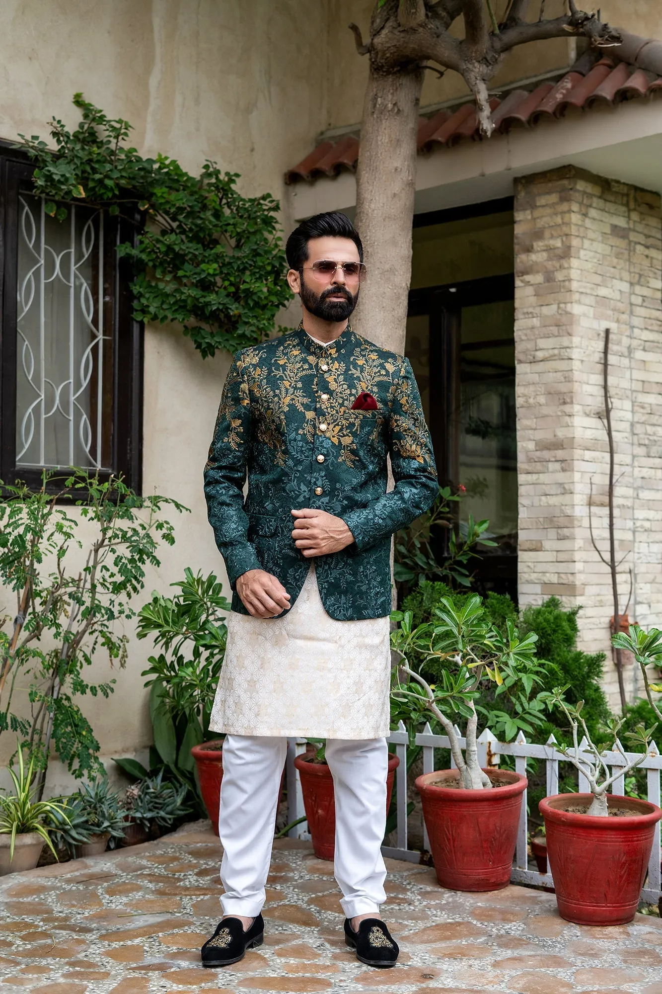 Edge Republic - ER 2085 Green Copper Perfect Mehndi Prince Coat Men