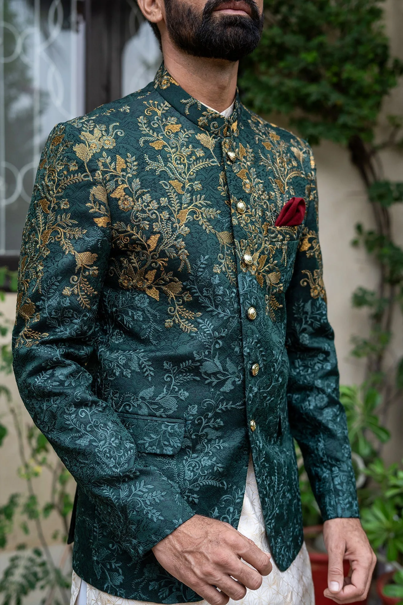 Edge Republic - ER 2085 Green Copper Perfect Mehndi Prince Coat Men
