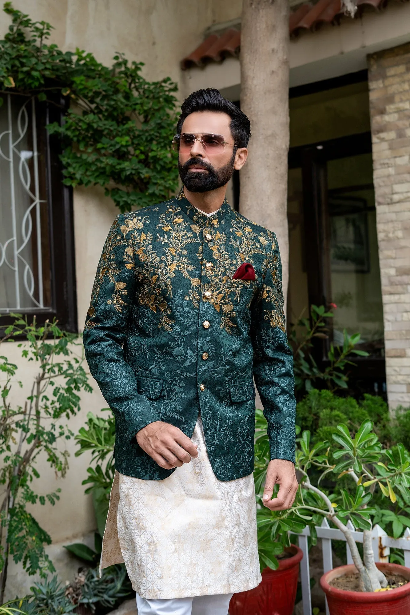 Edge Republic - ER 2085 Green Copper Perfect Mehndi Prince Coat Men