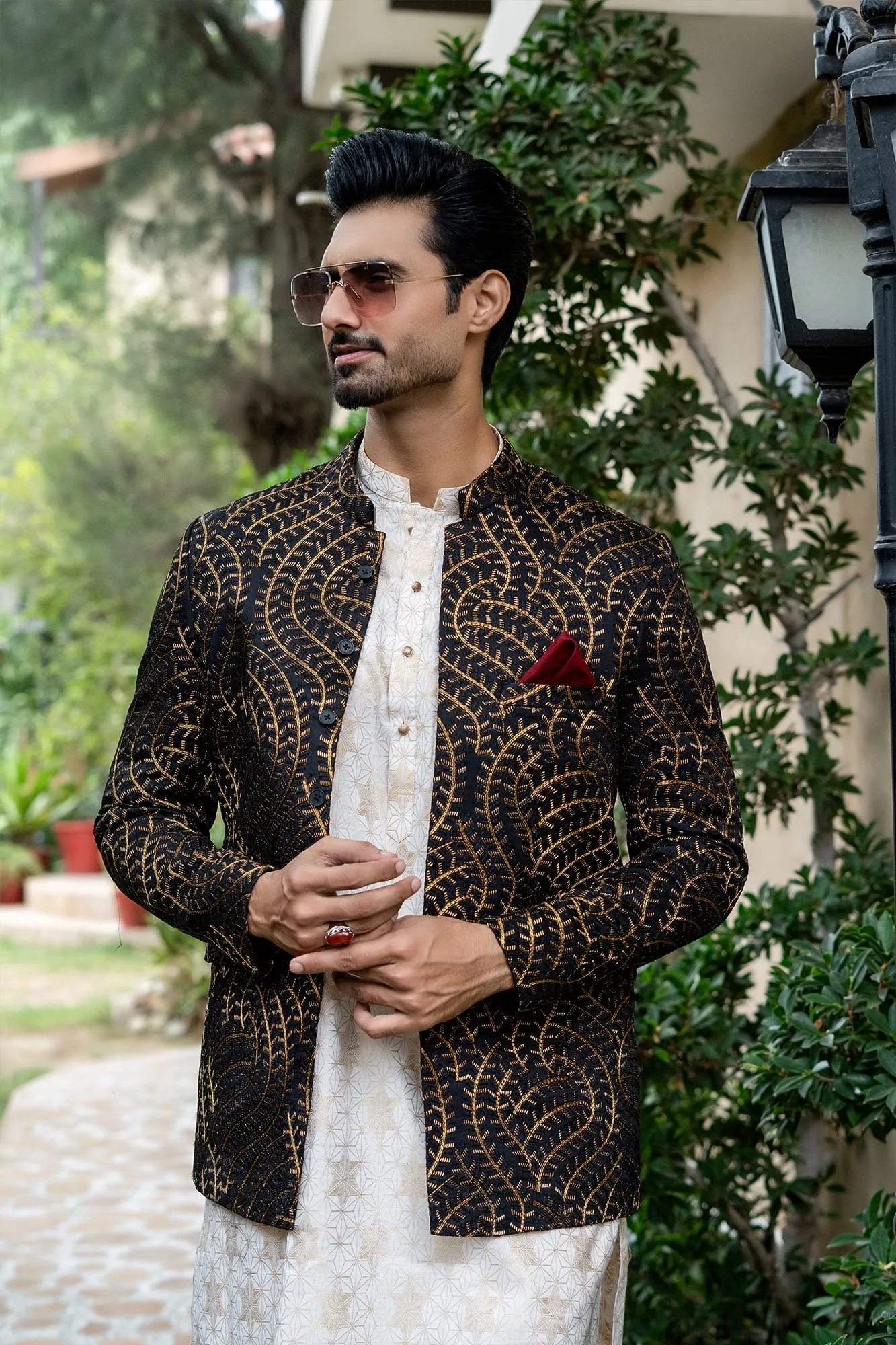 Edge Republic - ER 2087 Black Copper Bandh Gala Prince Coat Wedding