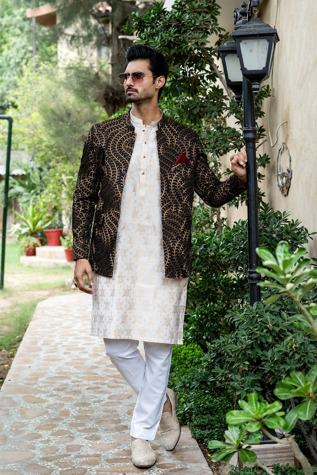 Edge Republic - ER 2087 Black Copper Bandh Gala Prince Coat Wedding