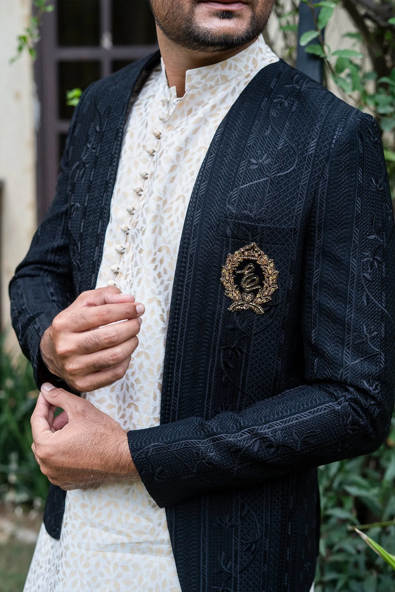 Edge Republic - ER 2088 Black Front Open Prince Coat wedding