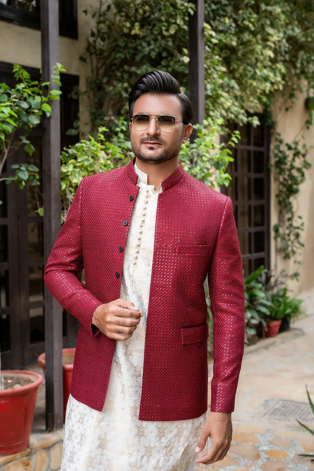 Edge Republic - ER 2091 Exclusive Maroon Prince Coat wedding