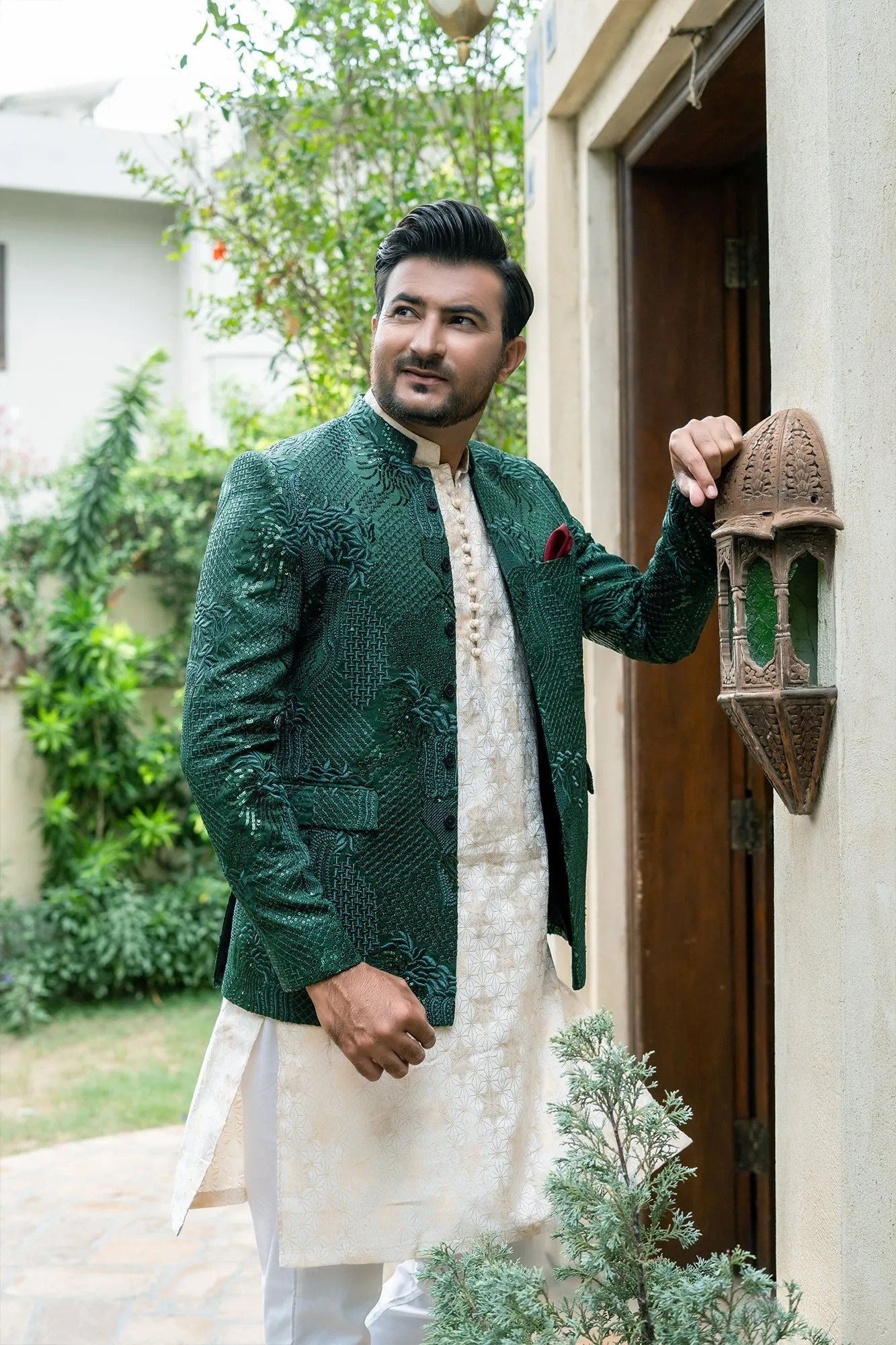 Edge Republic - ER 2094 Green On Green Prince Coat wedding
