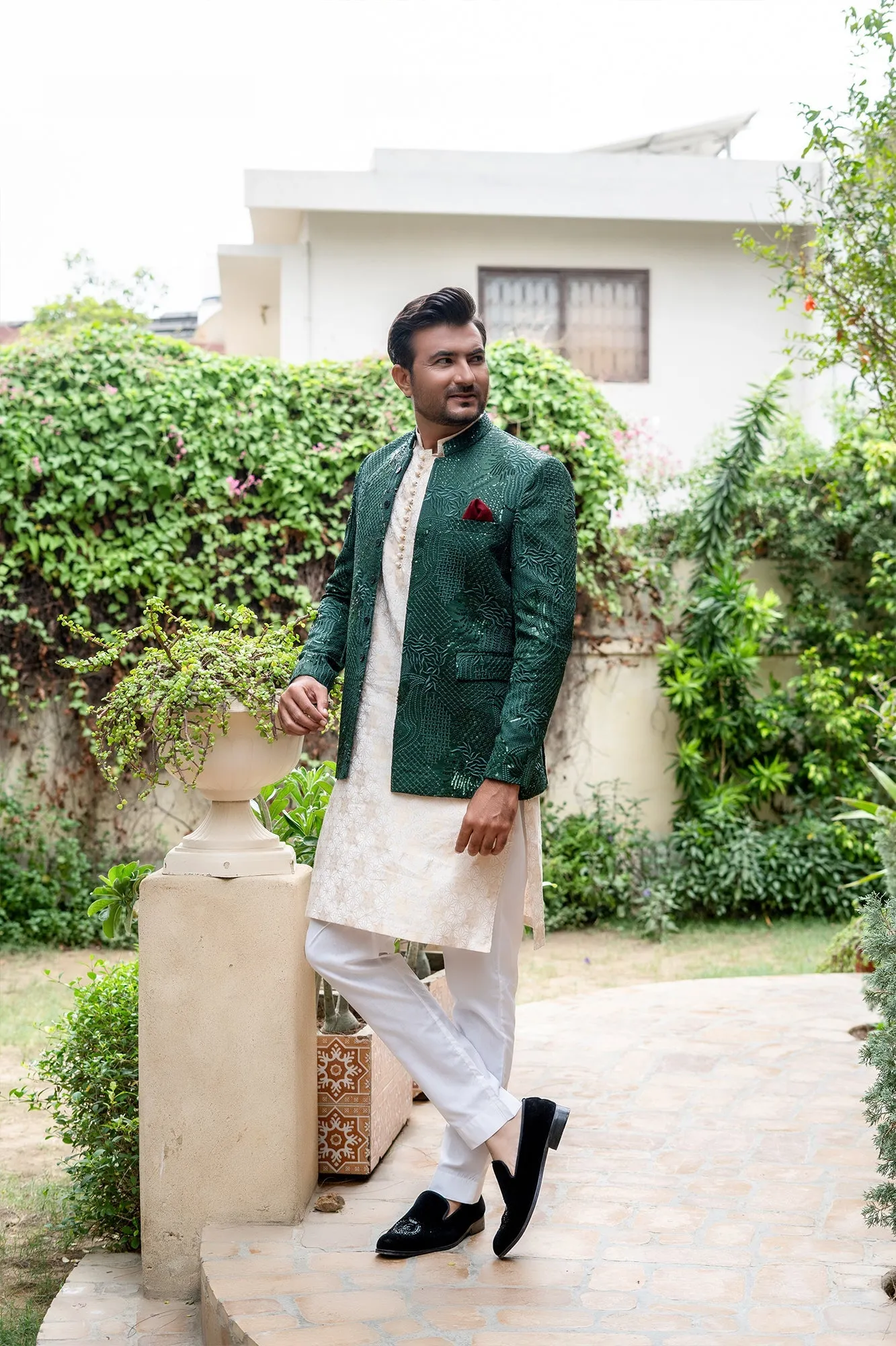 Edge Republic - ER 2094 Green On Green Prince Coat wedding