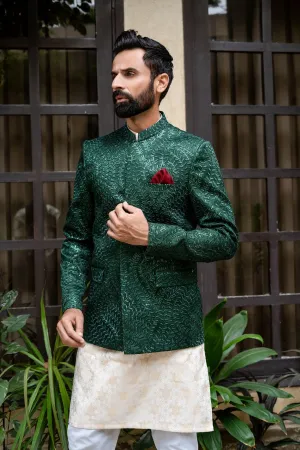 Edge Republic - ER 2096 Green Bandh Gala Wedding Prince Coat