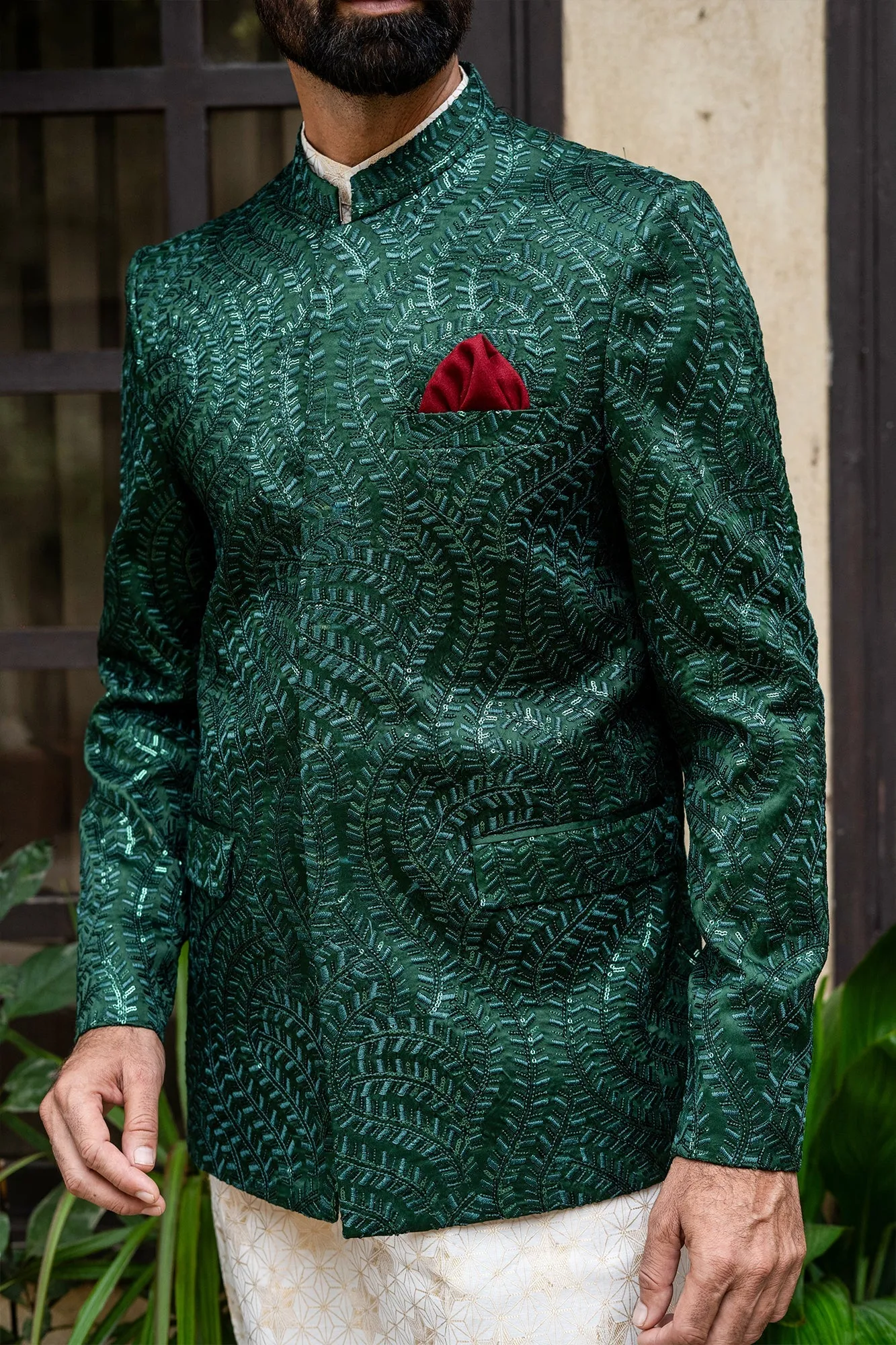 Edge Republic - ER 2096 Green Bandh Gala Wedding Prince Coat