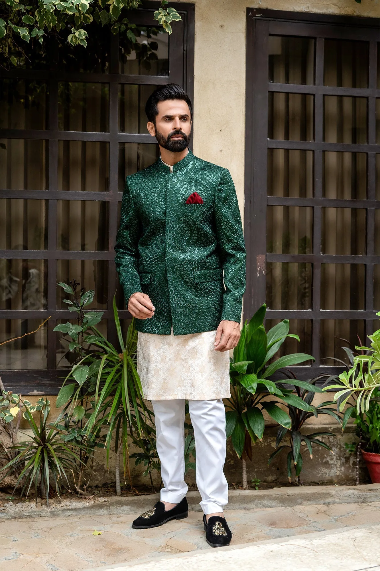 Edge Republic - ER 2096 Green Bandh Gala Wedding Prince Coat