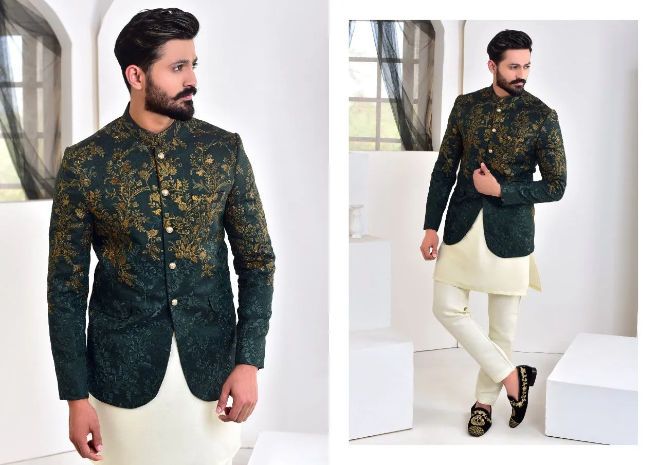 Edge Republic - ER PC 2004 Green Copper Prince Coat For Mehndi