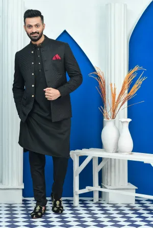Edge Republic - ER PC 2020 Black on Black Diagonal Embroided Prince Coat