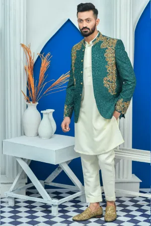 Edge Republic - ER PC 2021 Royal Green Hand Embroided Prince Coat