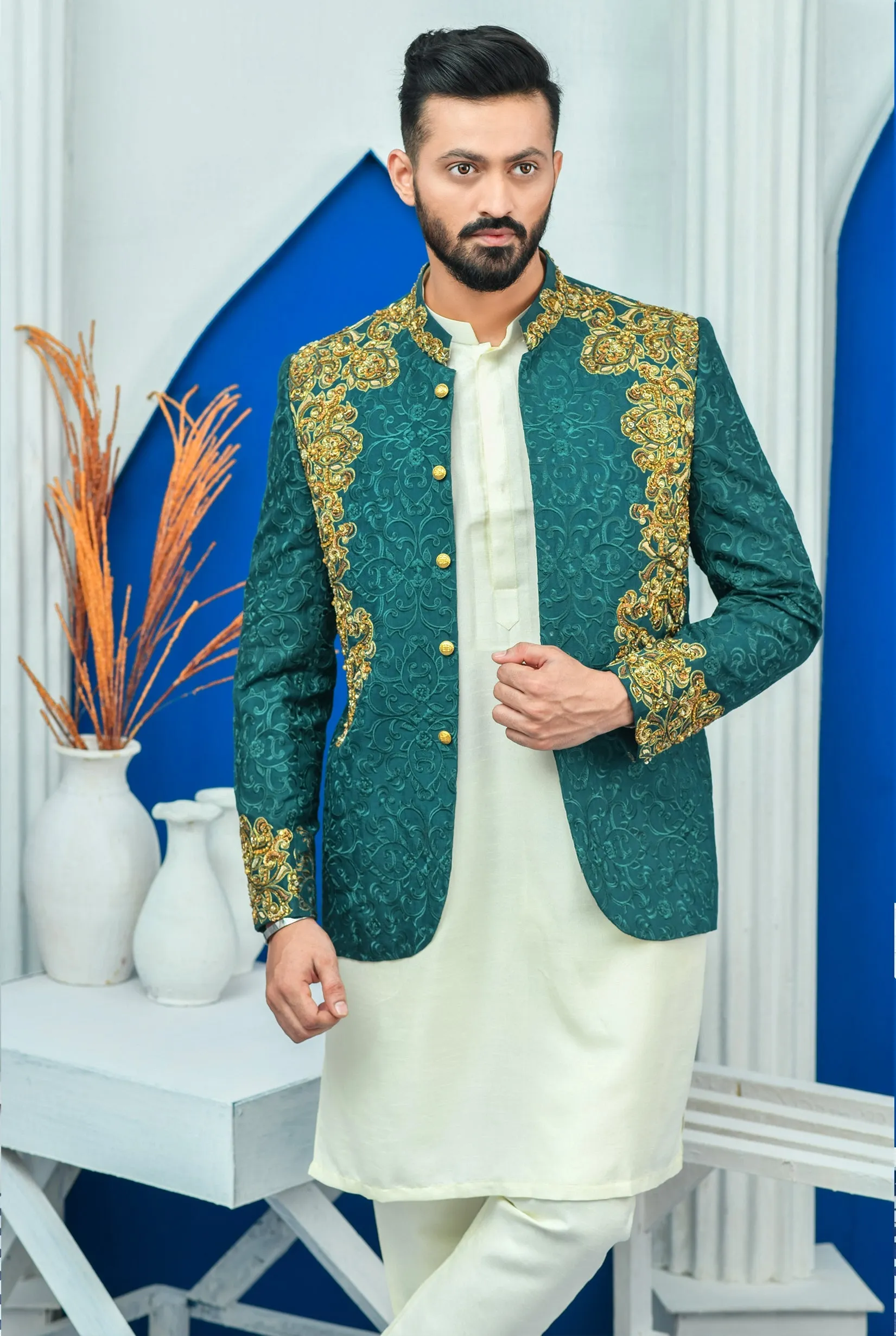Edge Republic - ER PC 2021 Royal Green Hand Embroided Prince Coat