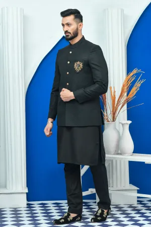 Edge Republic - ER PC 2028 Black Exclusive Tropical Checkered Prince Coat with Front Logo
