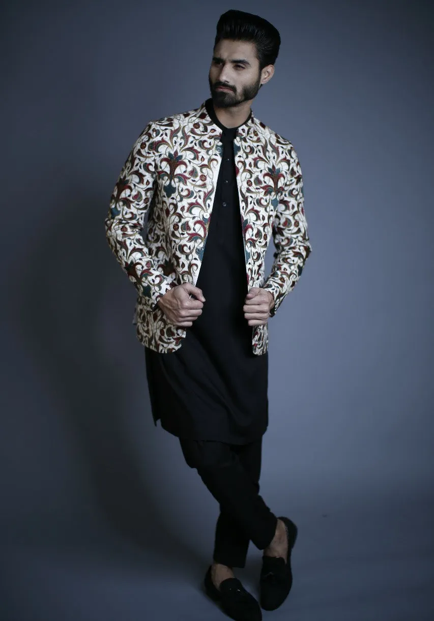 Edge Republic - ER PC 2043 White Multi Colored Prince Coat