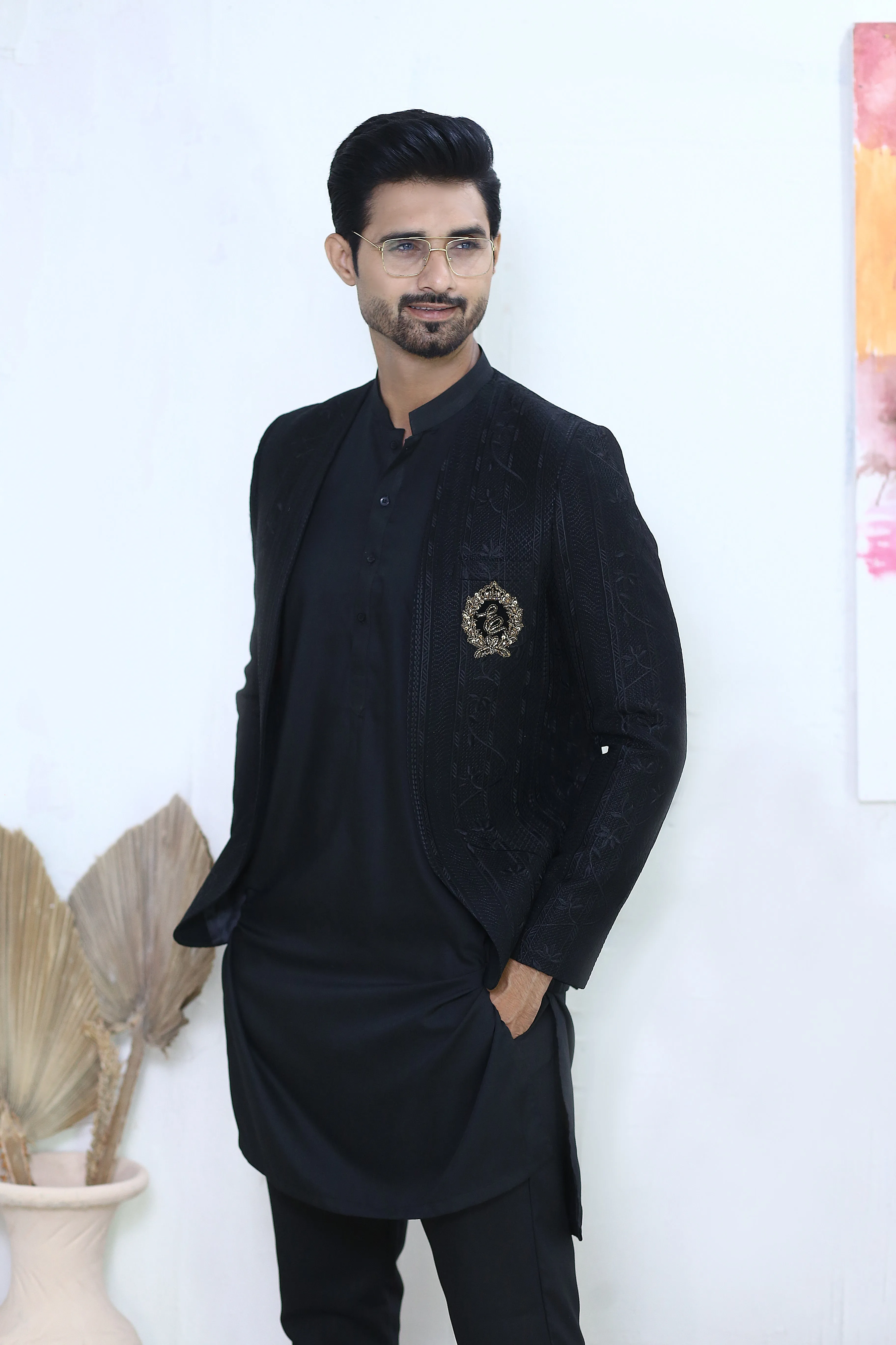 Edge Republic - ER PC 3003 Black Front open Prince Coat For Men