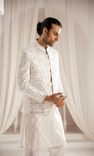 Edge Republic - ER PC 3007 White Oud White Mirror kurta