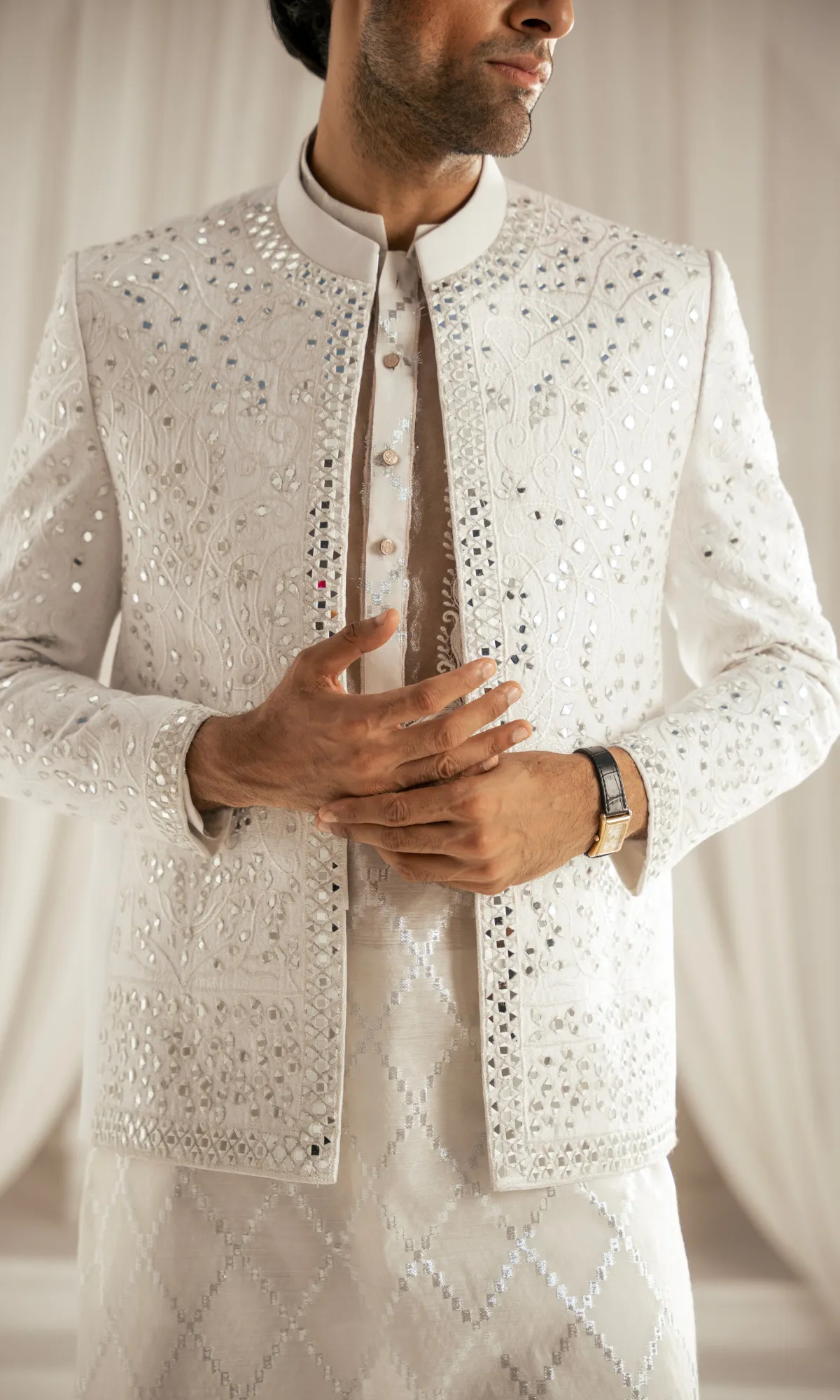 Edge Republic - ER PC 3007 White Oud White Mirror kurta