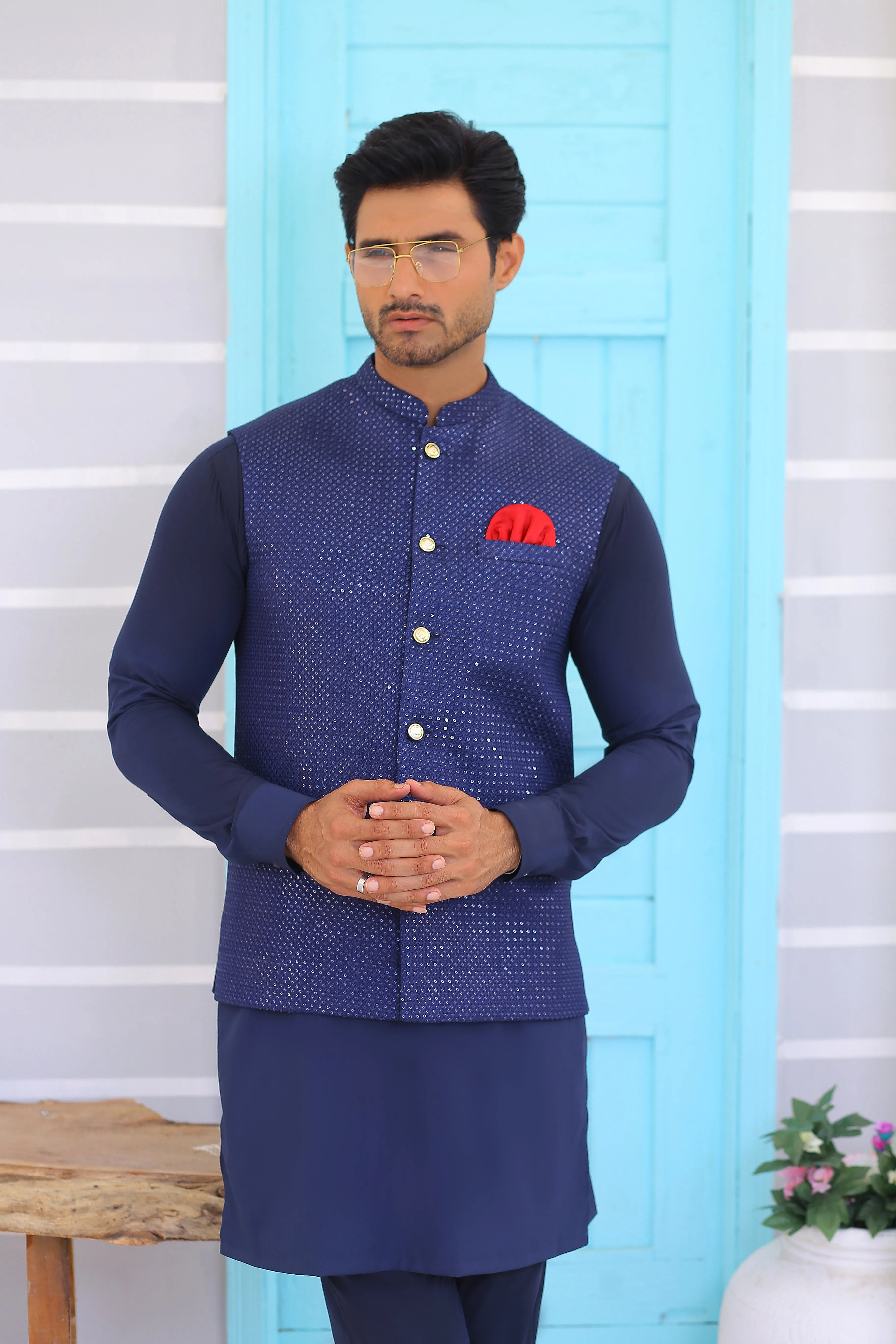 Edge Republic - ER WC 1074 Navy Blue Waistcoat Men