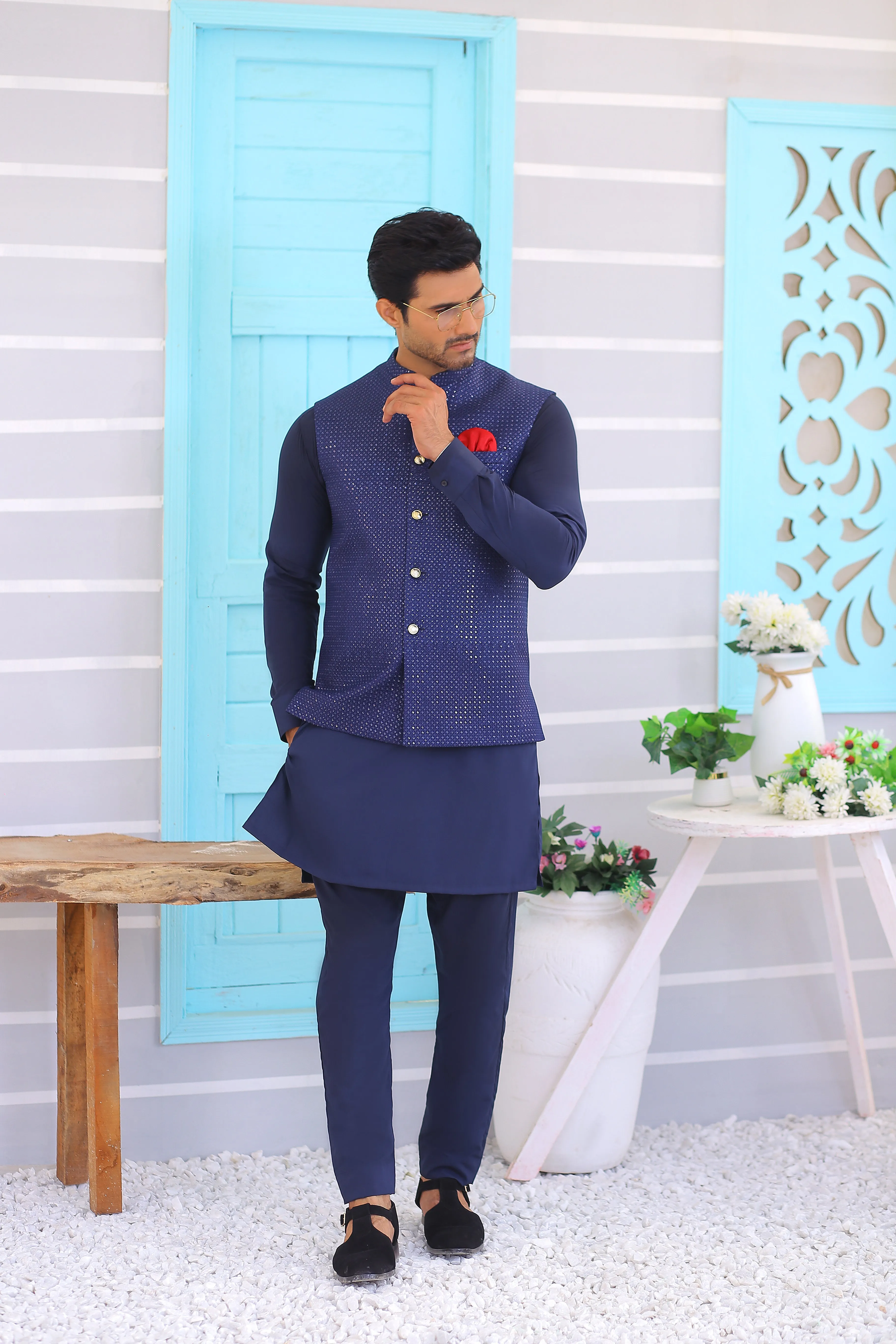 Edge Republic - ER WC 1074 Navy Blue Waistcoat Men