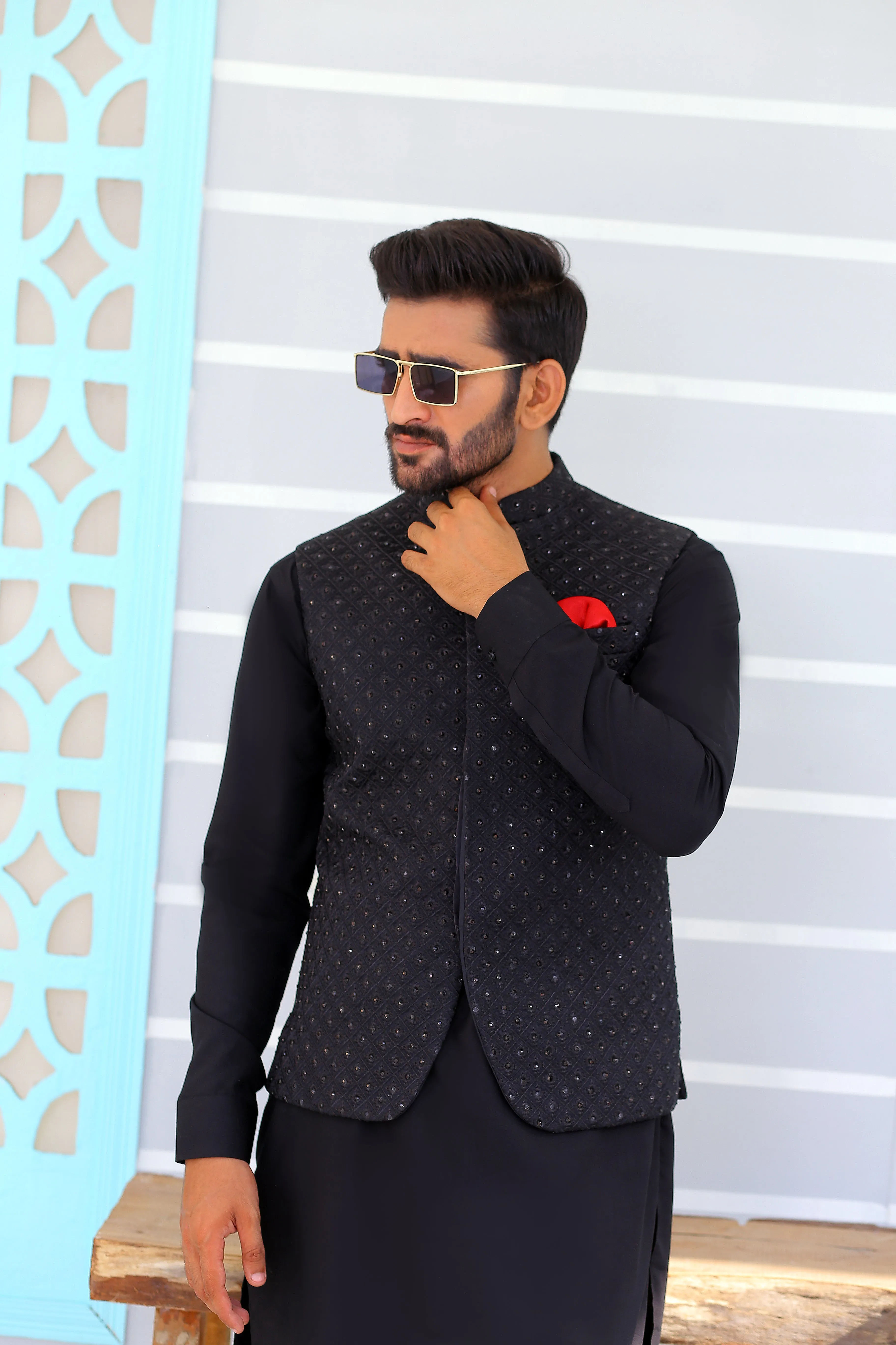 Edge Republic - ER WC 1084 Black Stone Waistcoat