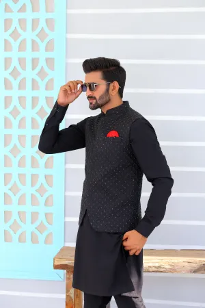 Edge Republic - ER WC 1084 Black Stone Waistcoat