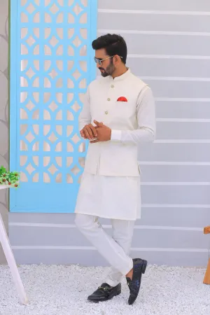 Edge Republic - ER WC 1093 Off White Embroidered Waistcoat