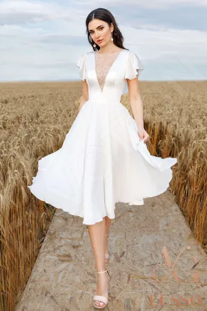 Edith A-line Jewel Ivory Wedding dress