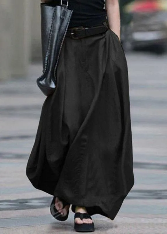 Elasticated Waist Pockets Asymmetrical Design Half-length A-line