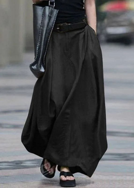 Elasticated Waist Pockets Asymmetrical Design Half-length A-line