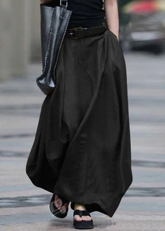 Elasticated Waist Pockets Asymmetrical Design Half-length A-line
