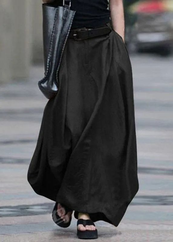 Elasticated Waist Pockets Asymmetrical Design Half-length A-line