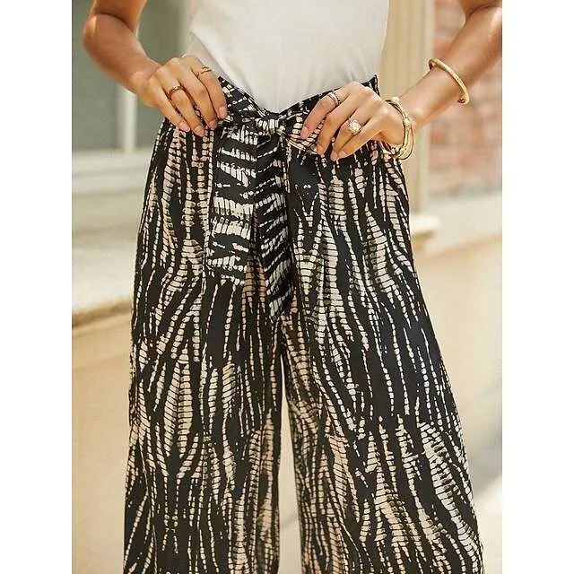 Elegant Black Paisley High-Waist Skort for Women – Perfect for Spring