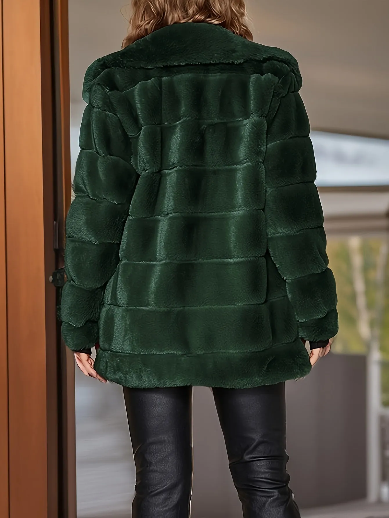 Elegant Faux Fur Coat with Button Details for Women