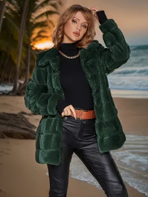 Elegant Faux Fur Coat with Button Details for Women