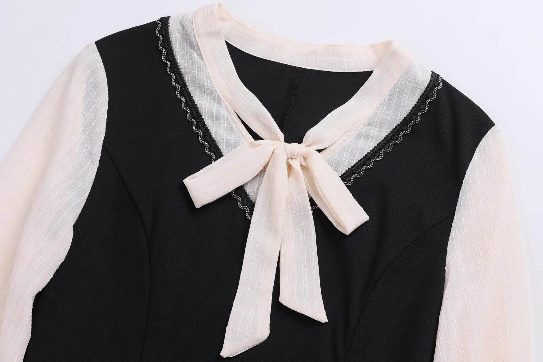 Elegantly Designed Women's Long Sleeve Tea Dress with Thigh-Length Cut
