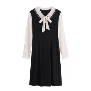 Elegantly Designed Women's Long Sleeve Tea Dress with Thigh-Length Cut