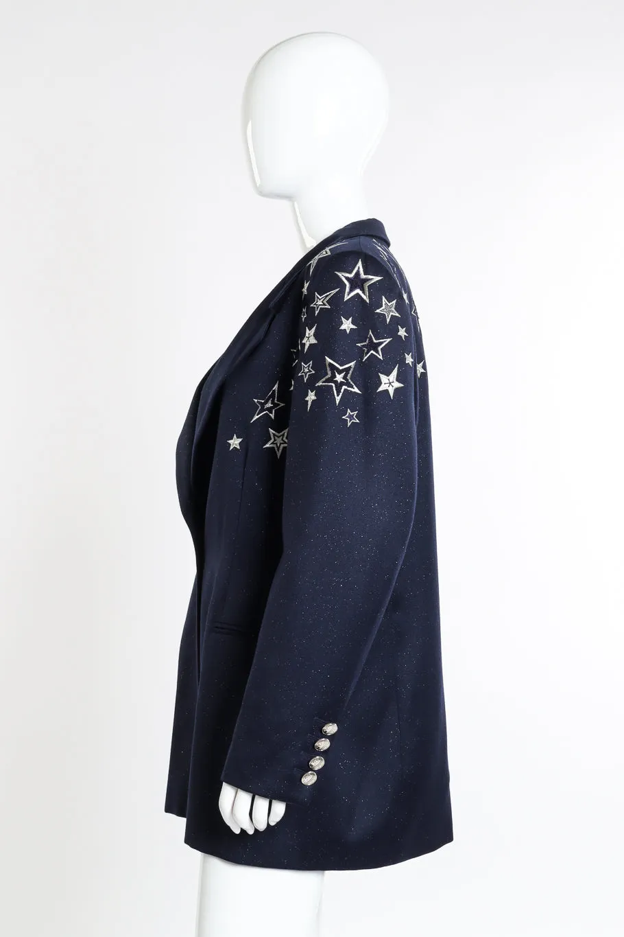 Embroidered Star Glitter Wool Blazer