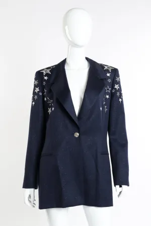 Embroidered Star Glitter Wool Blazer