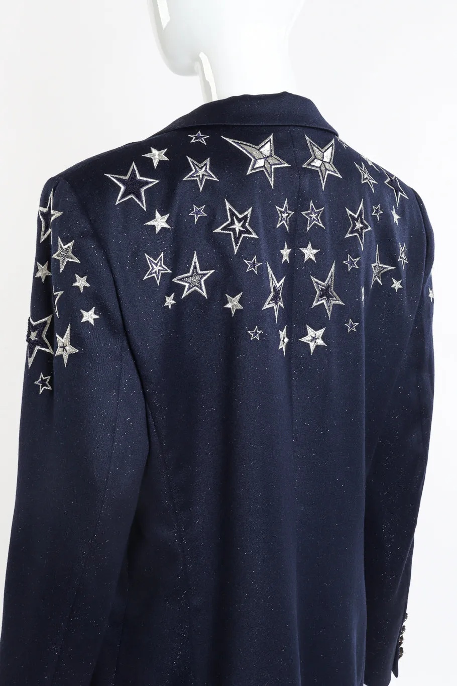 Embroidered Star Glitter Wool Blazer