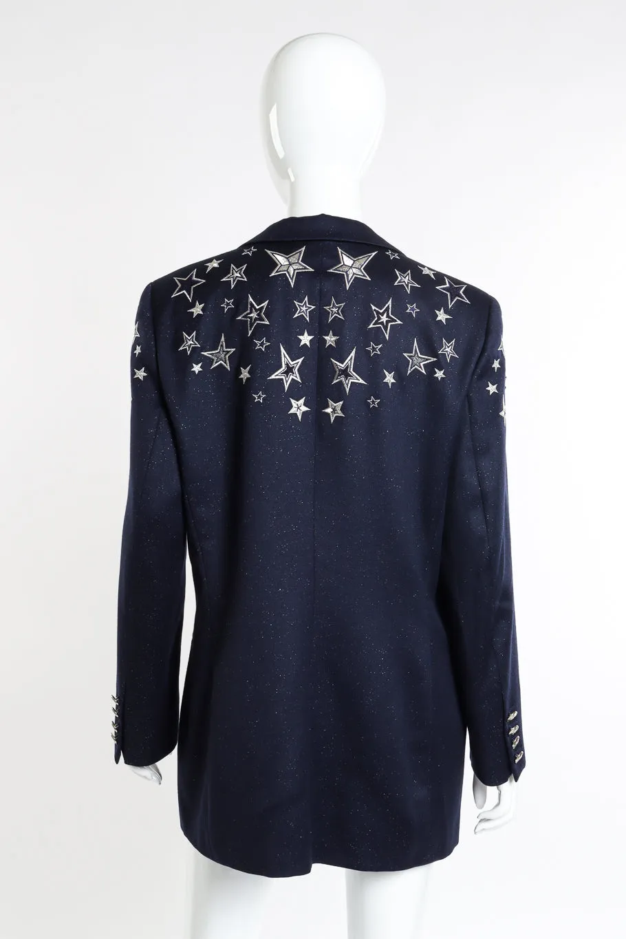 Embroidered Star Glitter Wool Blazer