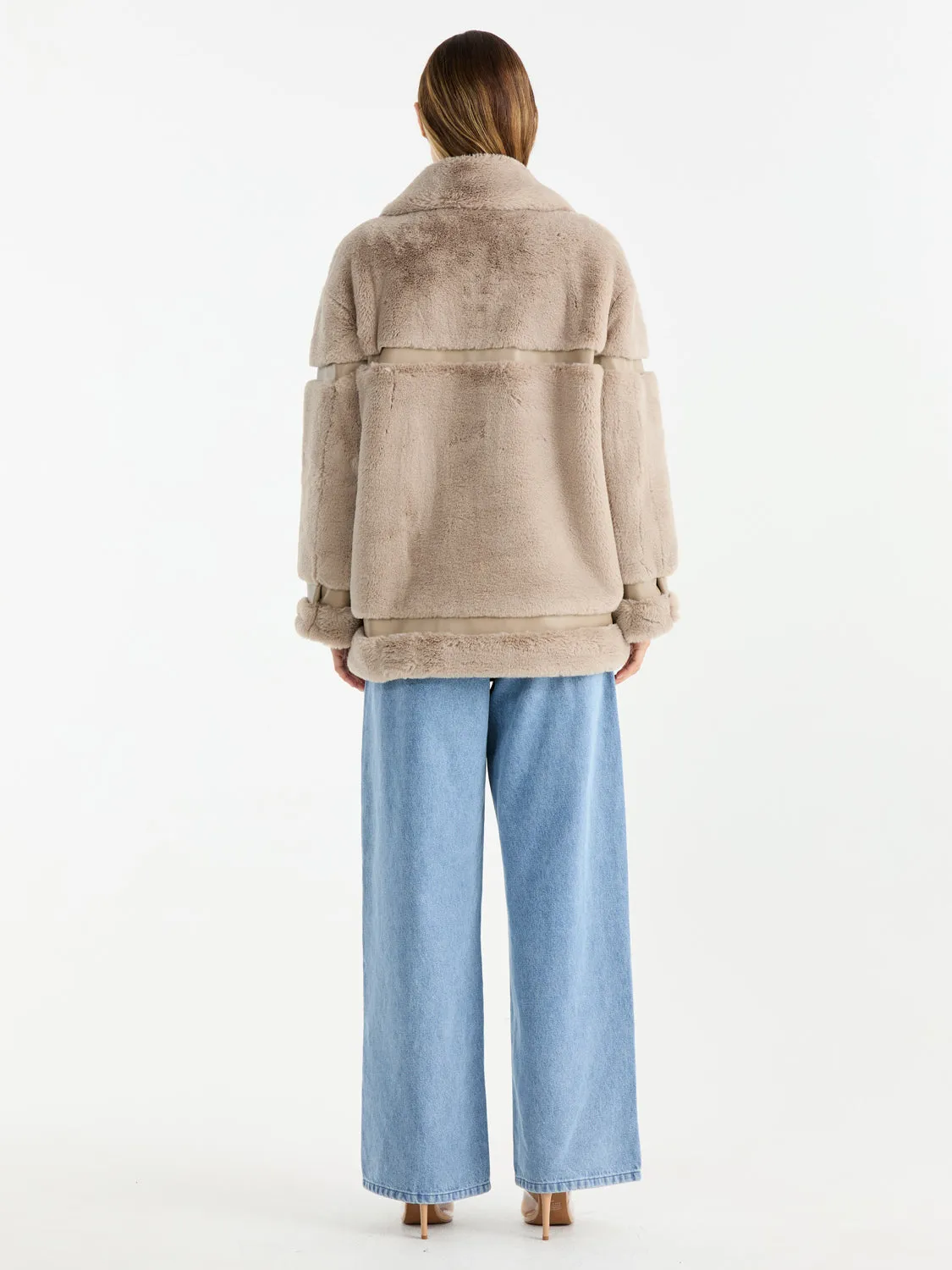 Ena Pelly - Clover Faur Fur Jacket (Stone)