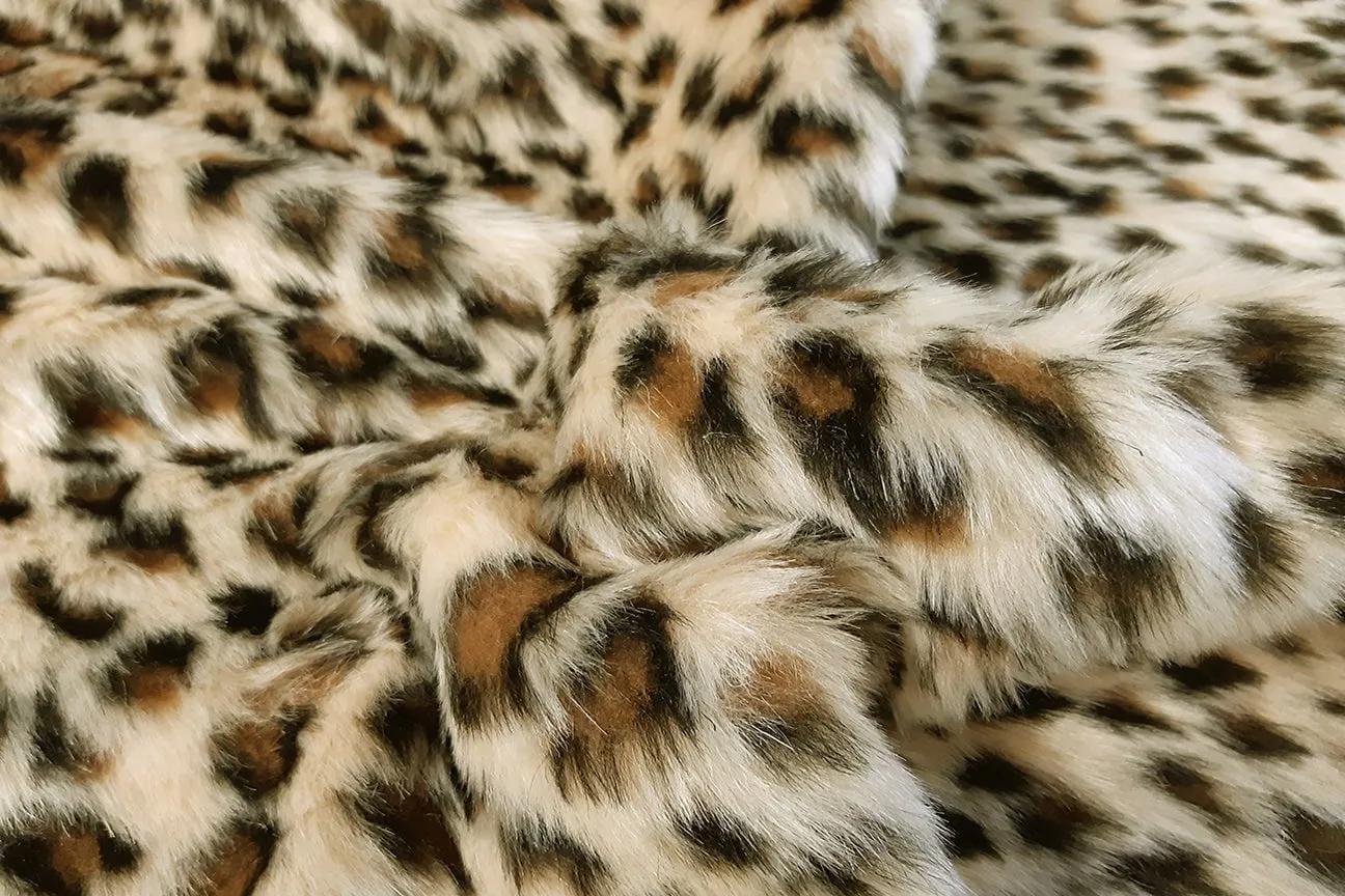 F1: Cream Brown And Black Leopard Faux Fur