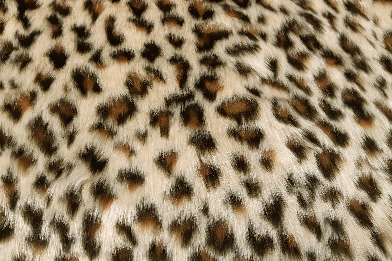 F1: Cream Brown And Black Leopard Faux Fur
