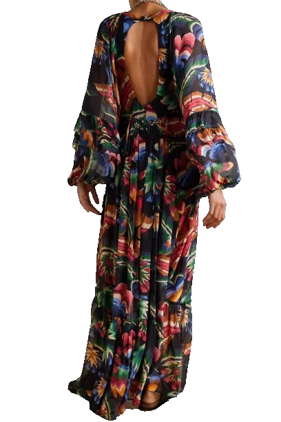 Farm Rio Multicoloured Chevron Forest Maxi Dress BNWT UK XS