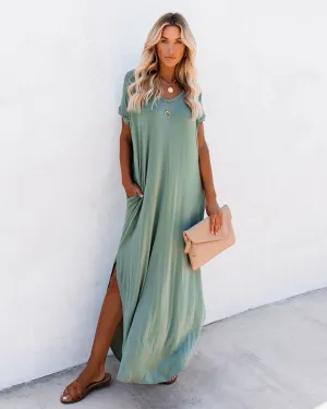 FARMERS MARKET POCKETED MODAL MAXI DRESS - DARK SAGE