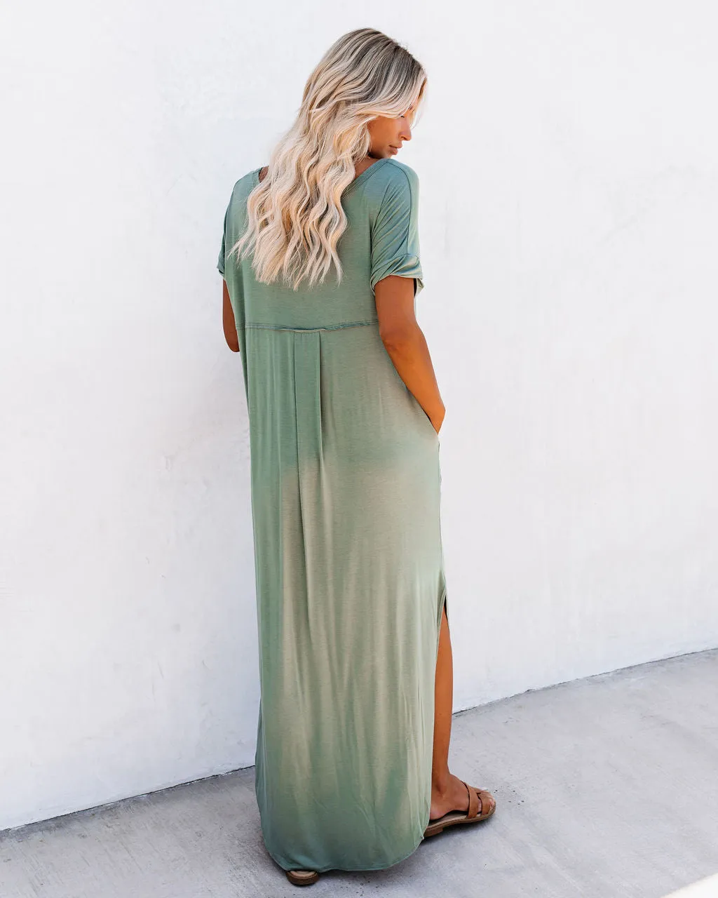 FARMERS MARKET POCKETED MODAL MAXI DRESS - DARK SAGE